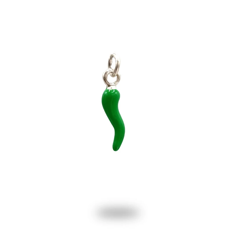 Corno Scaramantico in Argento 800 Brunito Smaltato | Amuleto