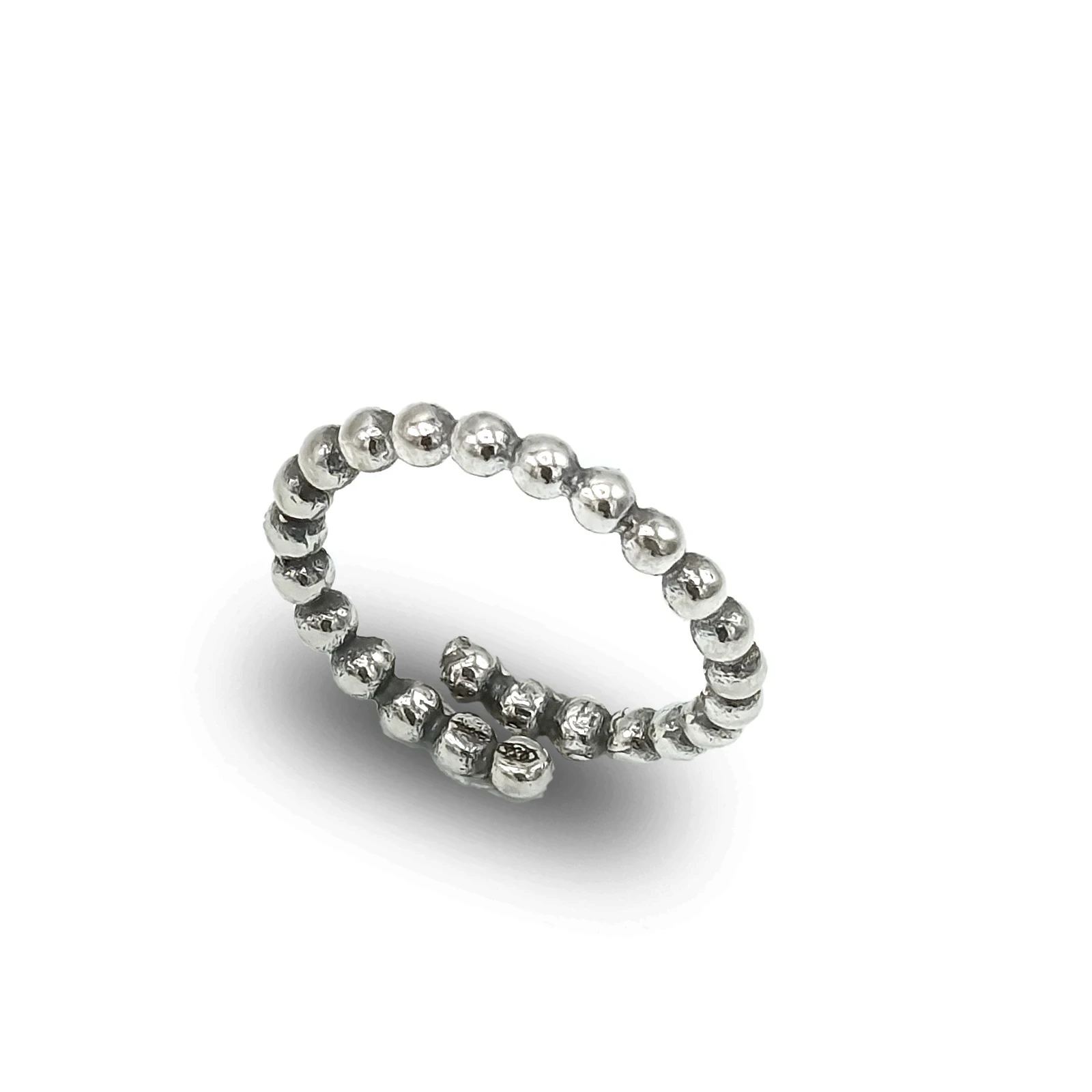Anello Sfere Argento 925 Brunito – Design Artigianale Moderno