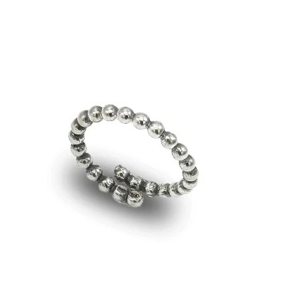 Anello Sfere Argento 925 Brunito – Design Artigianale Moderno