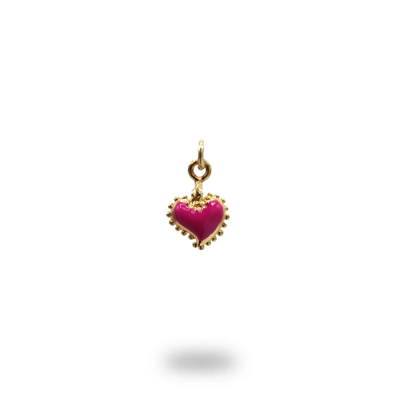 Cuore Ex Voto Argento 925 Dorato con Smalto - Artigianale Italiano