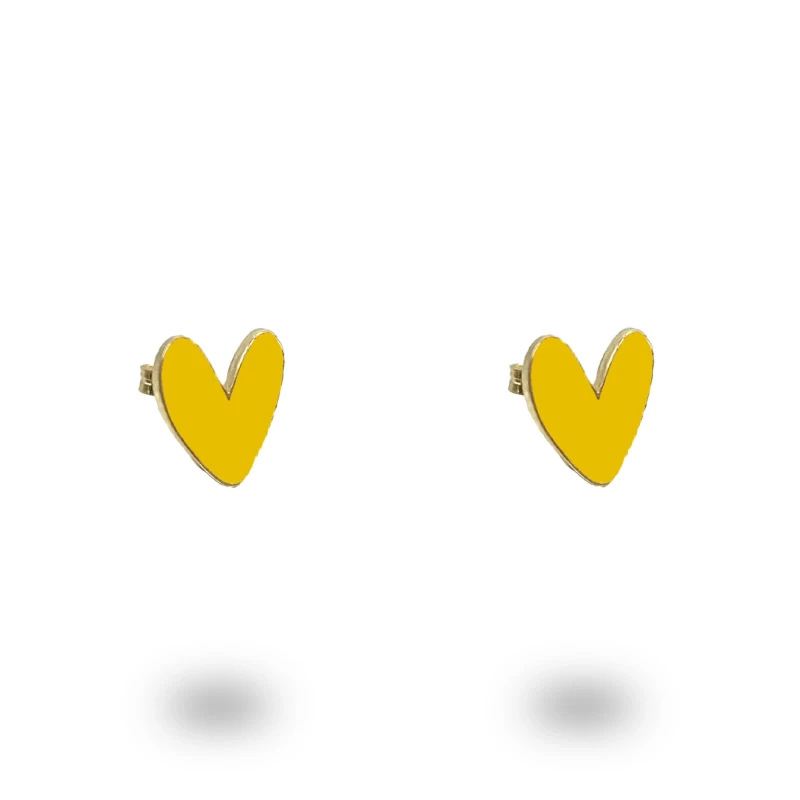 Orecchini Cuore Liberty in Argento 925 Dorato Smalto Personalizzabile