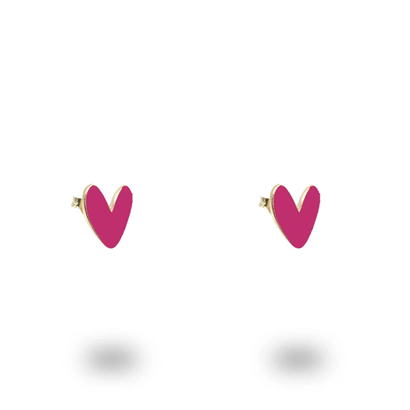 Orecchini Cuore Liberty in Argento 925 Dorato Smalto Personalizzabile