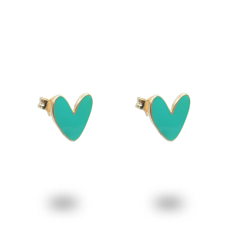 Orecchini Cuore Liberty in Argento 925 Dorato Smalto Personalizzabile