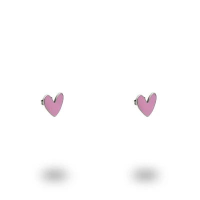 Orecchini Cuore Liberty Piccoli in Argento 925 Smaltato