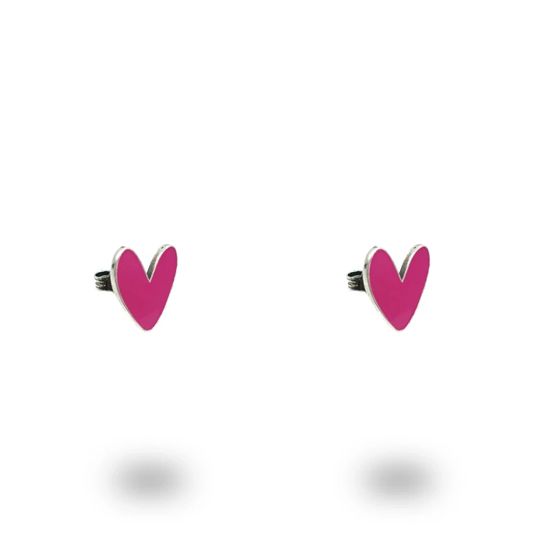 Orecchini Cuore Liberty Piccoli in Argento 925 Smaltato