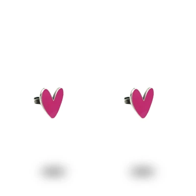 Orecchini Cuore Liberty Piccoli in Argento 925 Smaltato