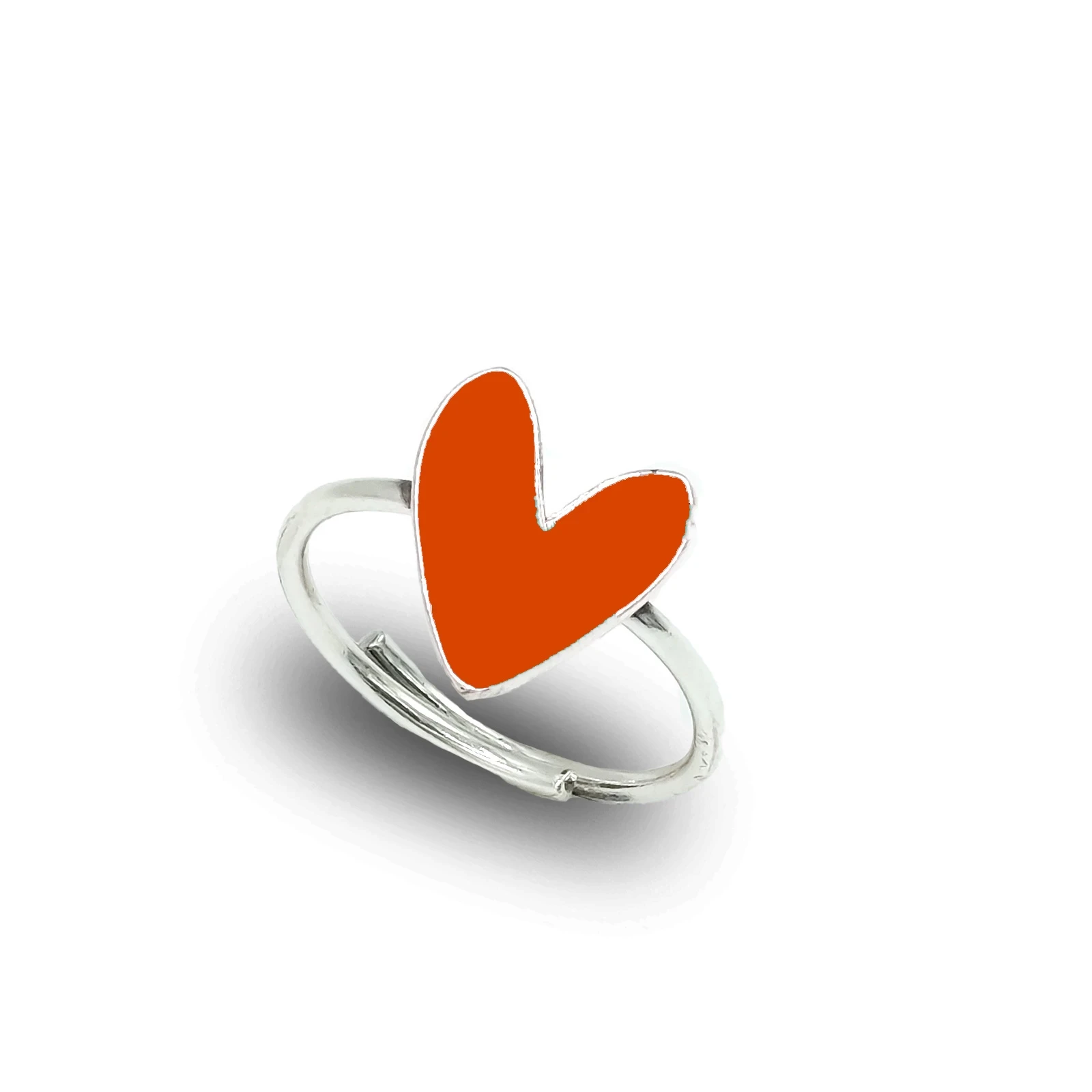 Anello Cuore Liberty Medio Argento 925 – Smaltato Rosso