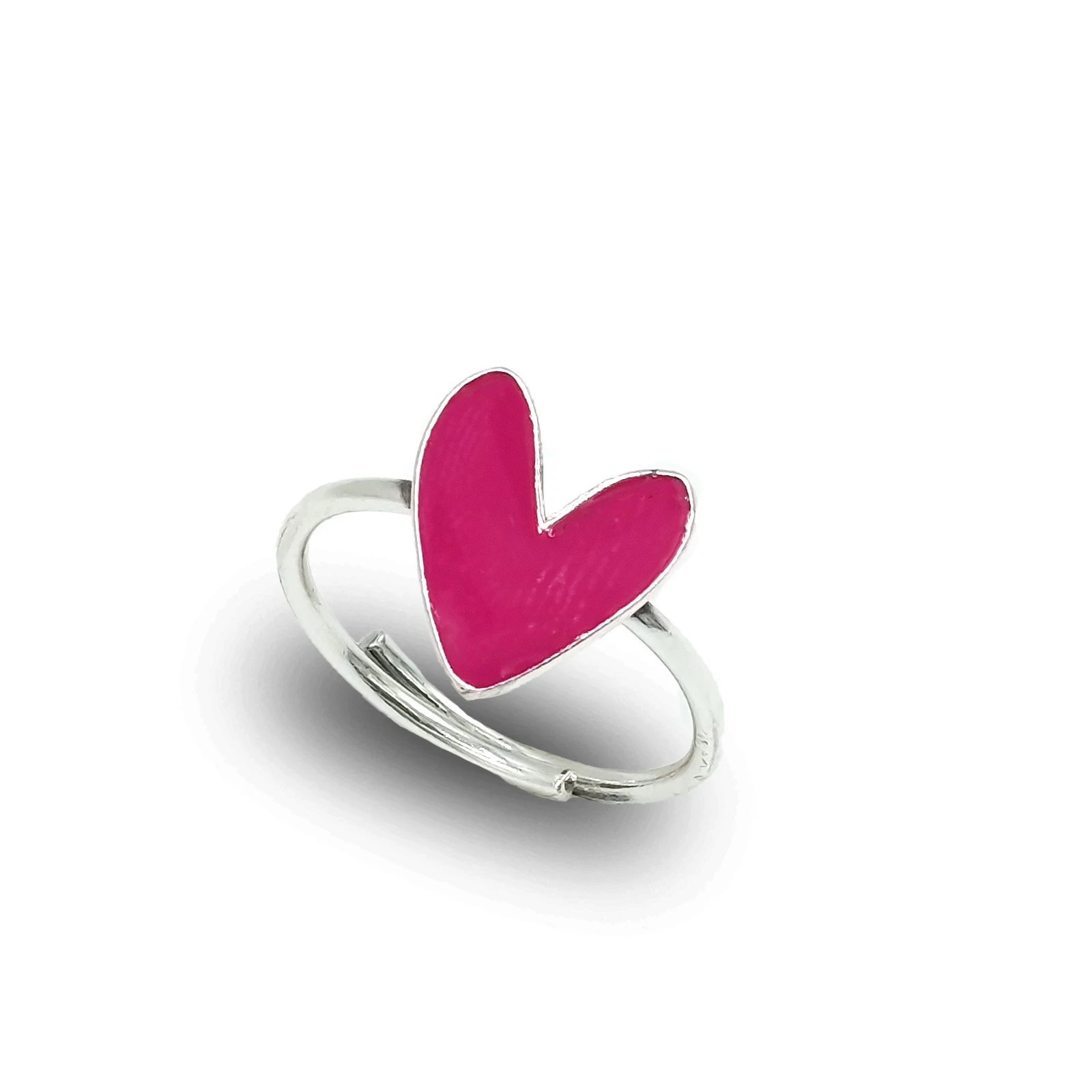 Anello Cuore Liberty Medio Argento 925 – Smaltato Rosso
