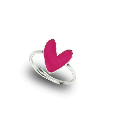 Anello Cuore Liberty Medio Argento 925 – Smaltato Rosso