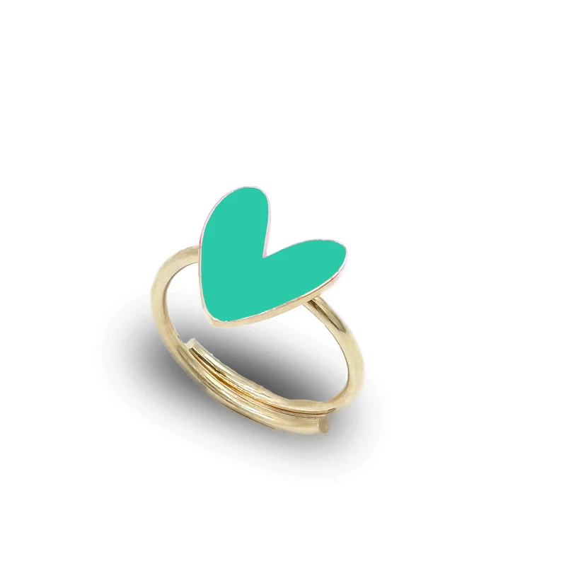 Anello cuore liberty medio in argento 925 dorato e smaltato – gioiello artigianale raffinato