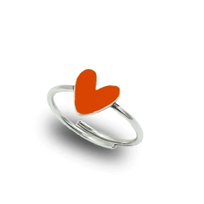 Anello Cuore Liberty piccolo in Argento 925 smaltato – Gioiello Artigianale