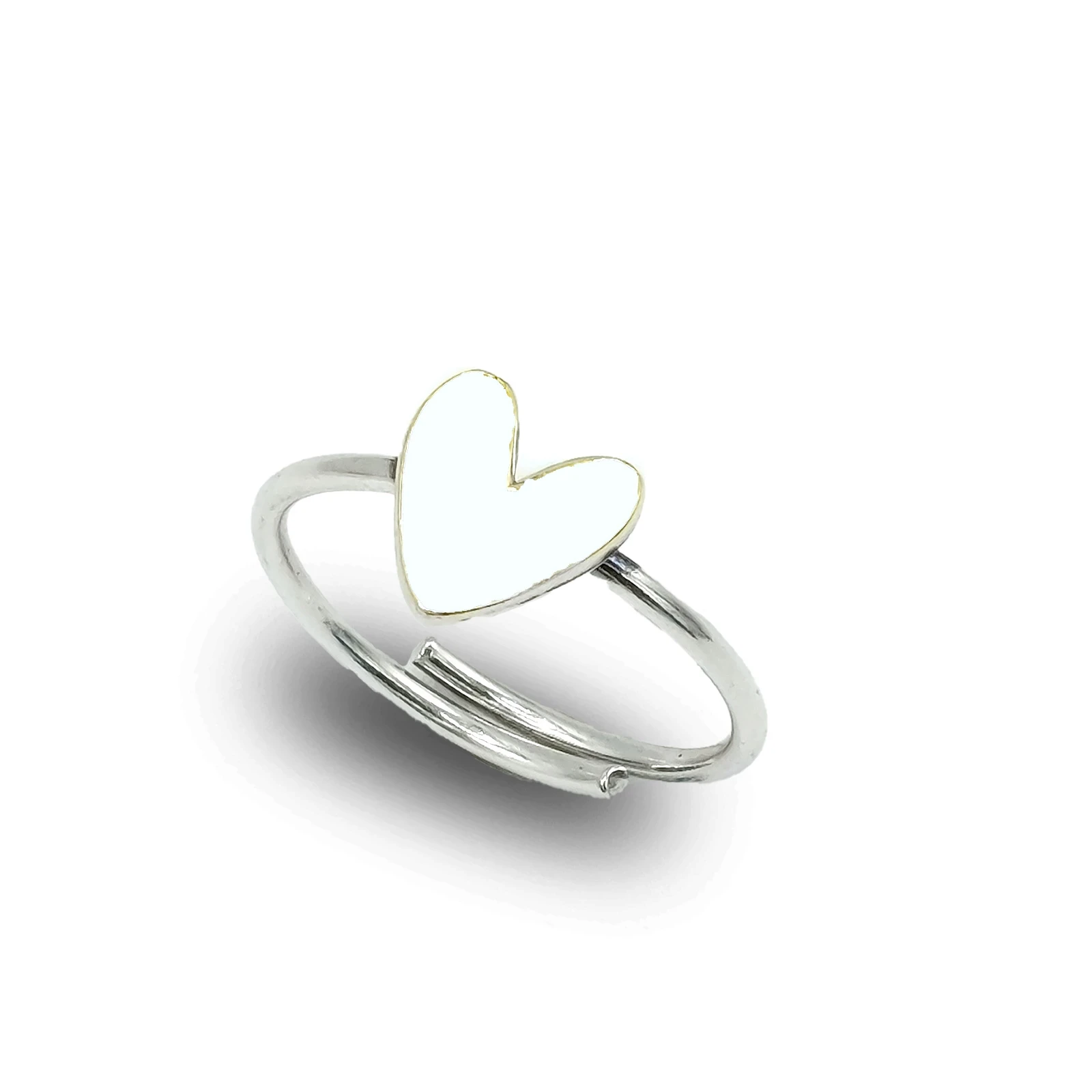 Anello Cuore Liberty piccolo in Argento 925 smaltato – Gioiello Artigianale