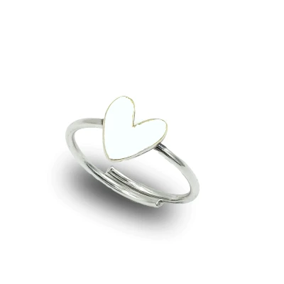 Anello Cuore Liberty piccolo in Argento 925 smaltato – Gioiello Artigianale