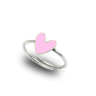 Anello Cuore Liberty piccolo in Argento 925 smaltato – Gioiello Artigianale