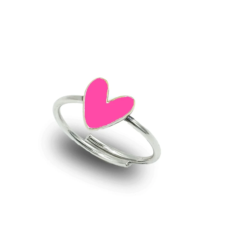 Anello Cuore Liberty piccolo in Argento 925 smaltato – Gioiello Artigianale