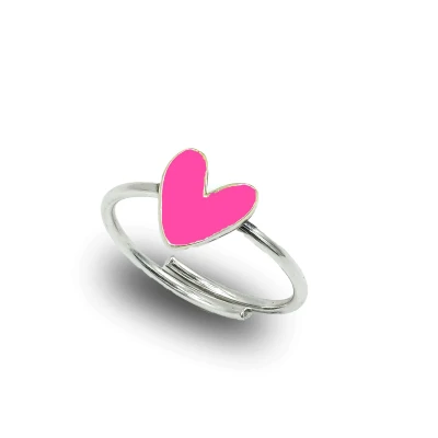 Anello Cuore Liberty piccolo in Argento 925 smaltato – Gioiello Artigianale