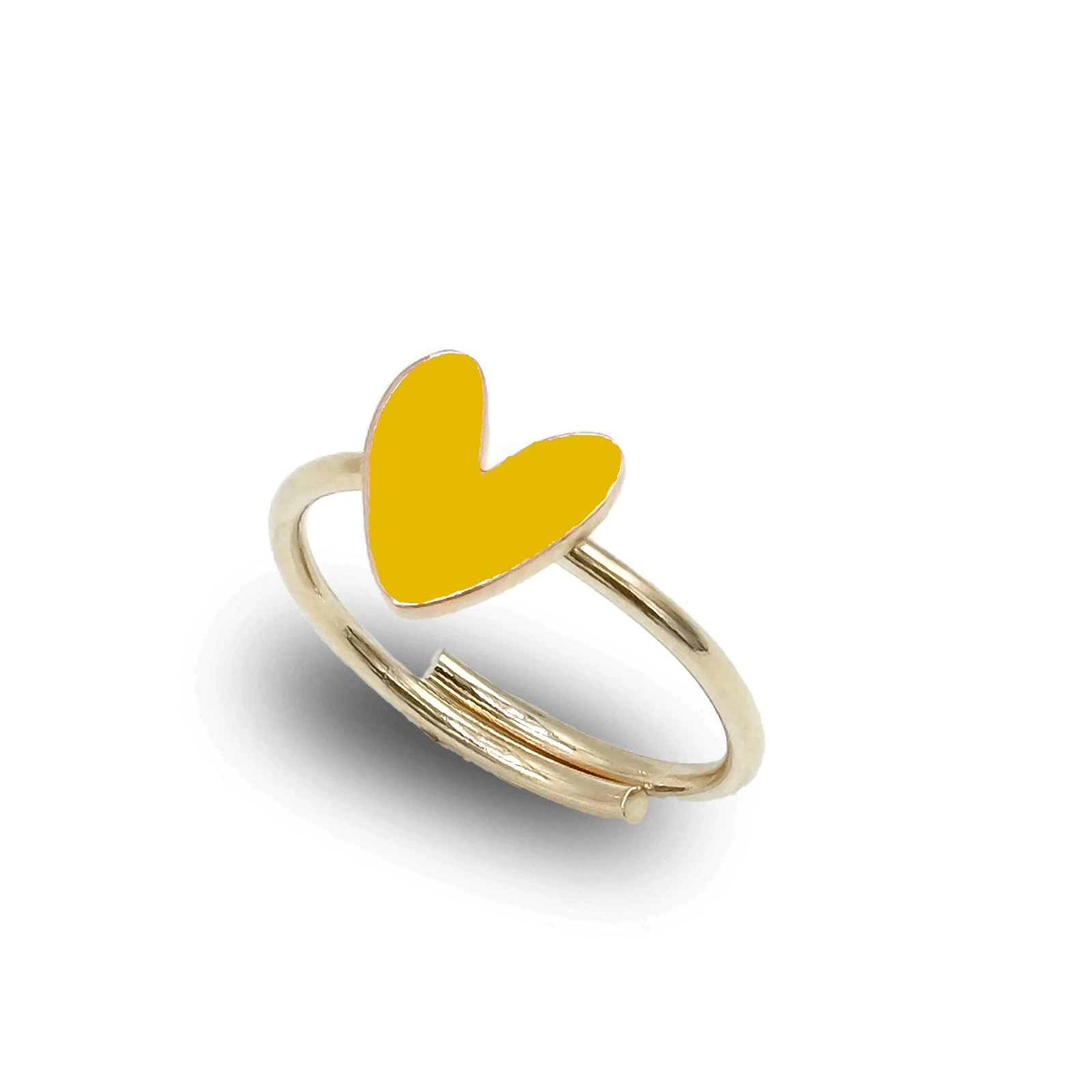 Anello Cuore Liberty piccolo in Argento 925 dorato e smaltato – Gioiello Artigianale