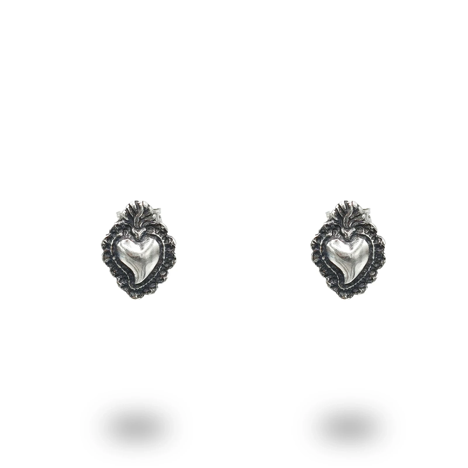 Orecchini Argento 925 Oro Cuore Smaltato Rosso – Artigianato