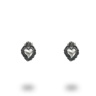 Orecchini Argento 925 Oro Cuore Smaltato Rosso – Artigianato
