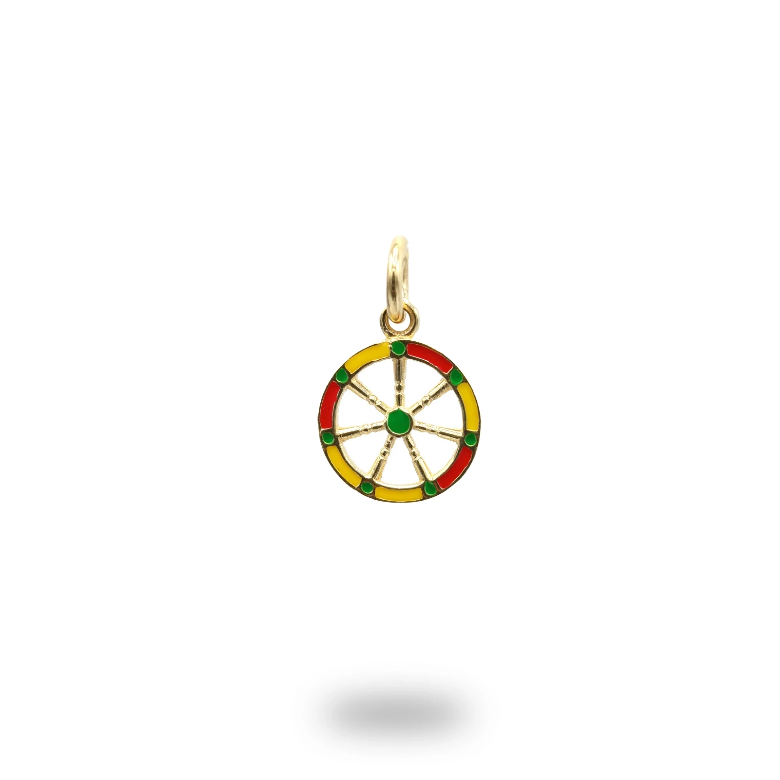 Ciondolo ruota carretto siciliano in argento 925 smaltato – gioiello artigianale colorato
