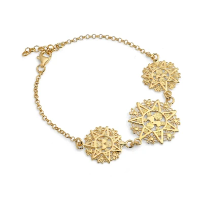 Bracciale in argento 925 placcato oro con charms a forma di Presentosa Abruzzese.