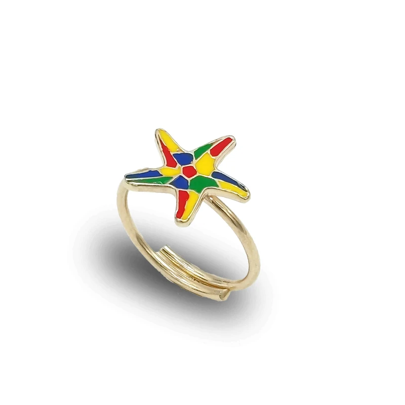 Anello Stella Marina Argento 925 Smaltato – Filo Artigianale