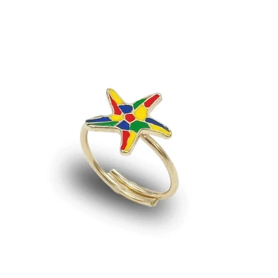 Anello Stella Marina Argento 925 Smaltato – Filo Artigianale