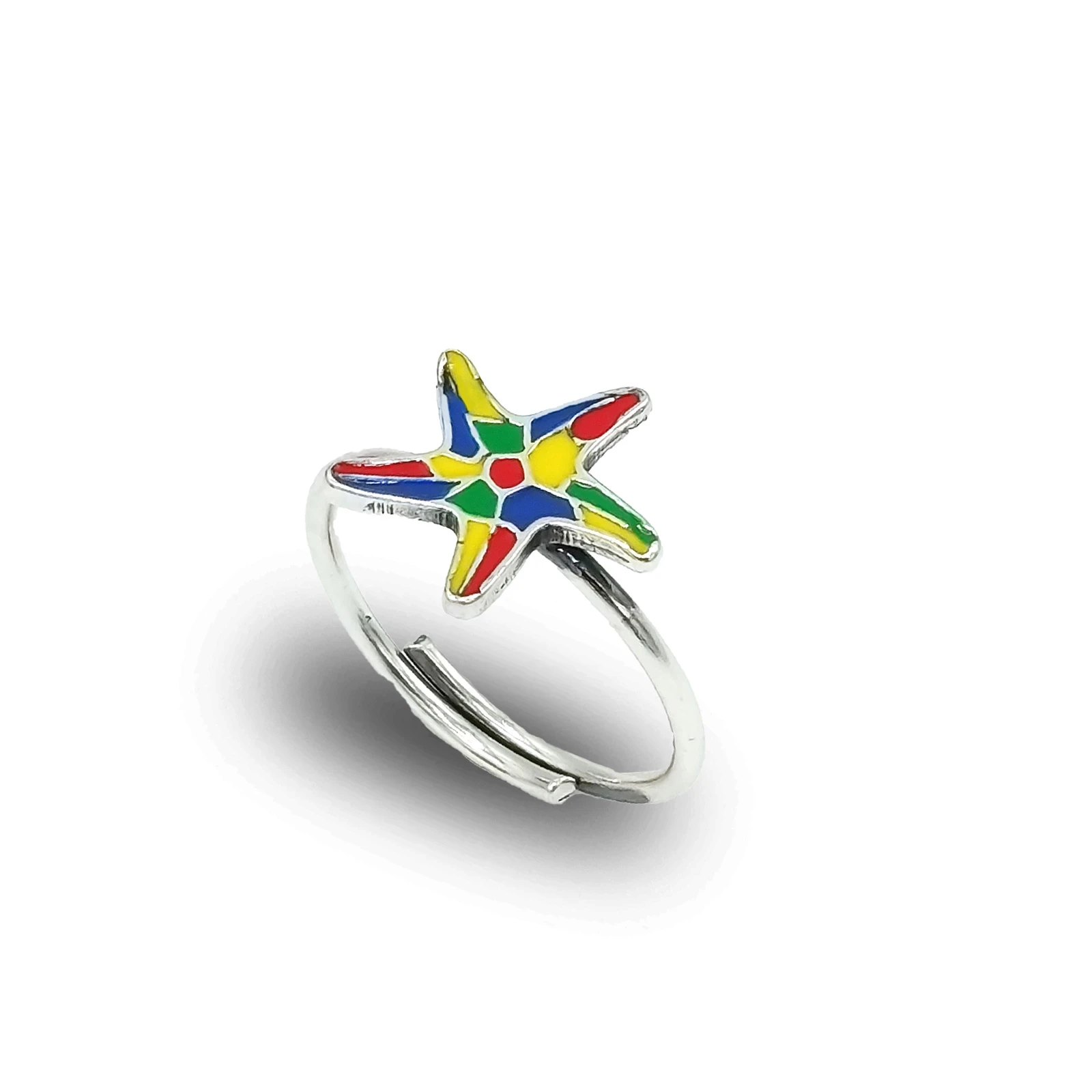 Anello Filo con Stella Marina in argento 925 smaltato – gioiello artigianale ispirato al mare