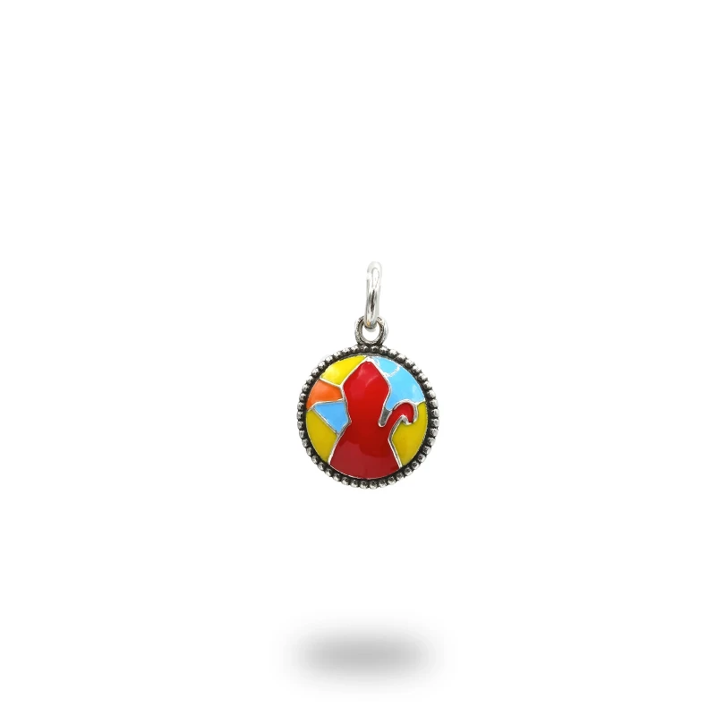 Cerchio San Gennaro in argento 925 smaltato multicolor – ciondolo artigianale simbolo di protezione e devozione