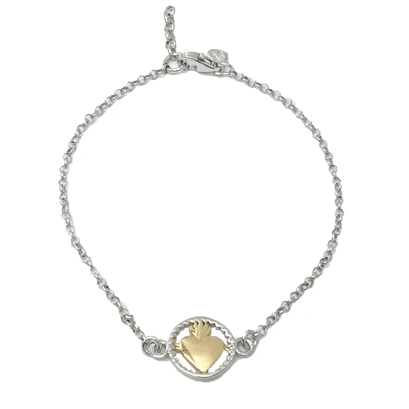 Bracciale Cuore Ex Voto Piccolo in argento 925 bicolore
