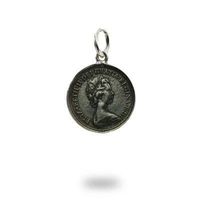 Pendente Moneta Sterlina in Argento 800 Brunito – Artigianale