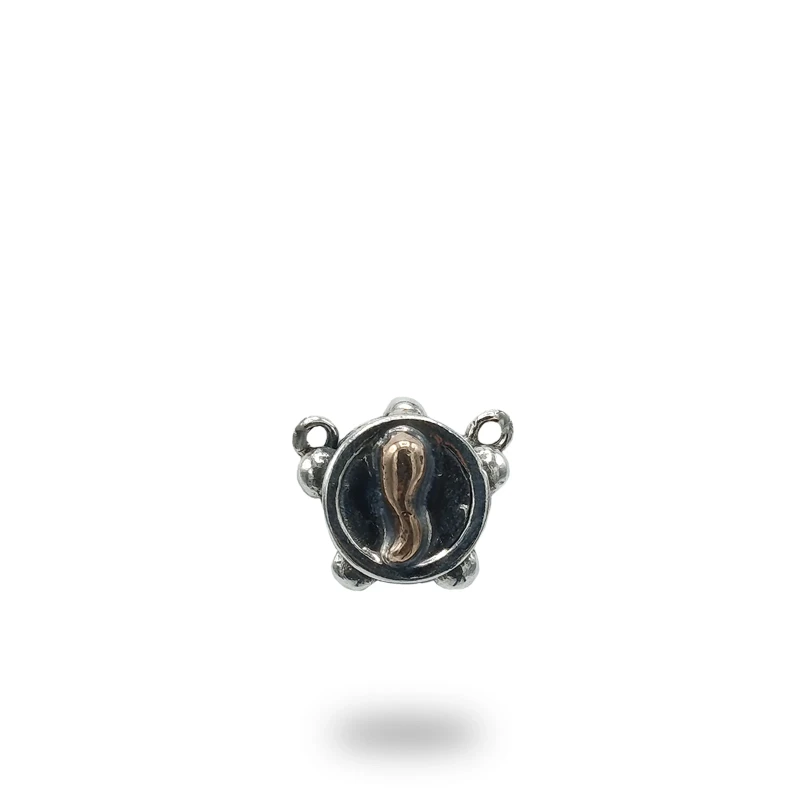 Collana Tamburello Corno di Bronzo Argento 925 – Artigianale