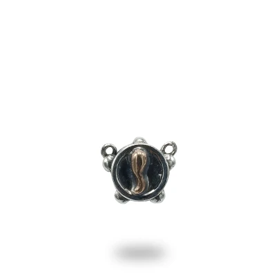 Collana Tamburello Corno di Bronzo Argento 925 – Artigianale