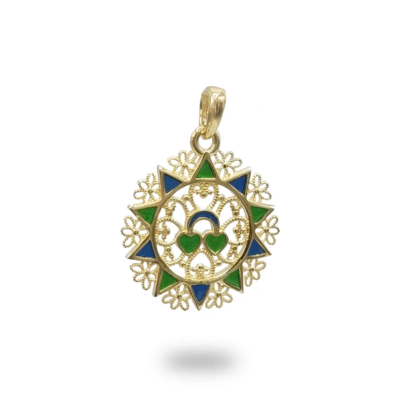 Presentosa con due cuori dorati e smaltati in argento 925 – simbolo di amore e tradizione abruzzese