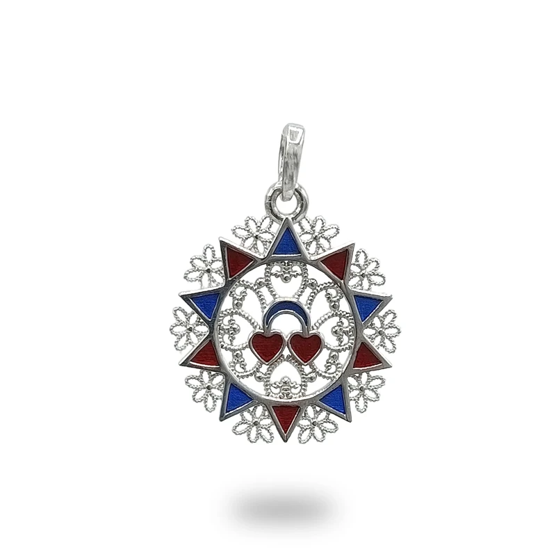 Presentosa Due Cuori Rodio e Smalto Argento 925 – Gioiello Artigianale