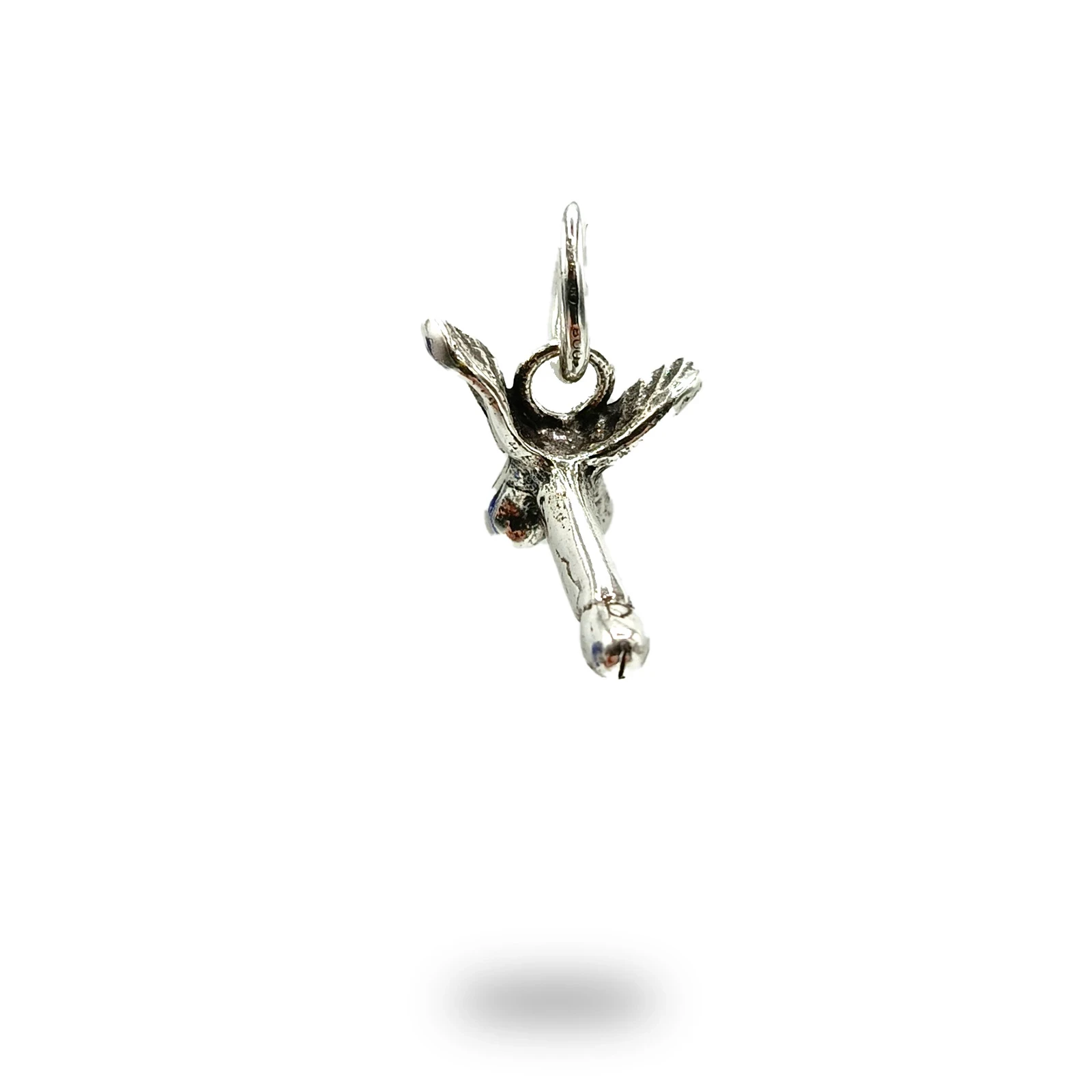 Pendente in argento 800 brunito con fallo alato – simbolo apotropaico realizzato a mano