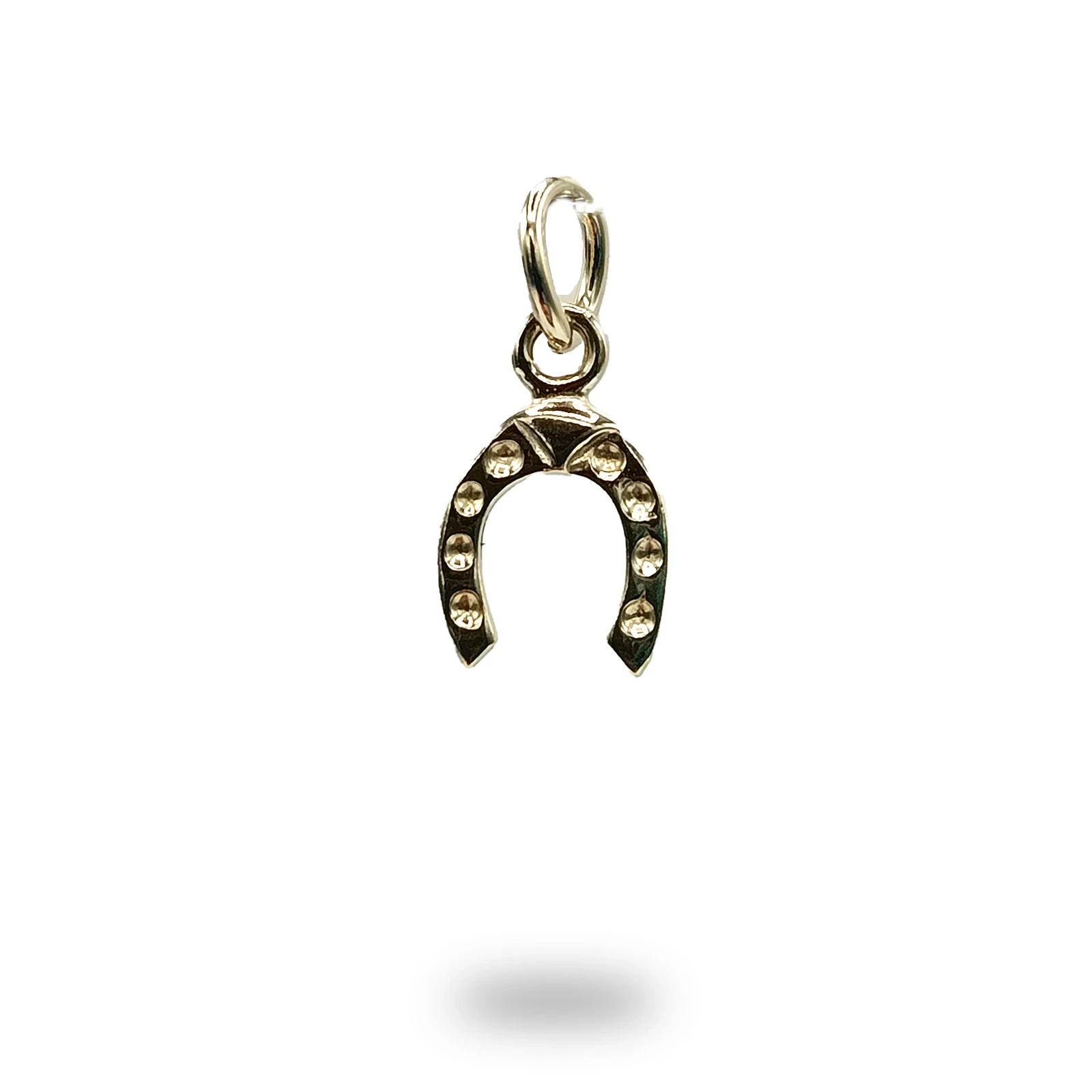 Pendente ferro di cavallo in argento 800 dorato, simbolo di fortuna realizzato artigianalmente