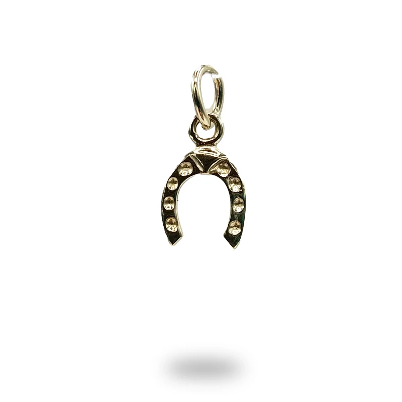 Pendente ferro di cavallo in argento 800 dorato, simbolo di fortuna realizzato artigianalmente