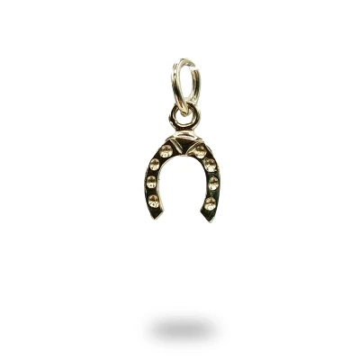 Pendente ferro di cavallo in argento 800 dorato, simbolo di fortuna realizzato artigianalmente