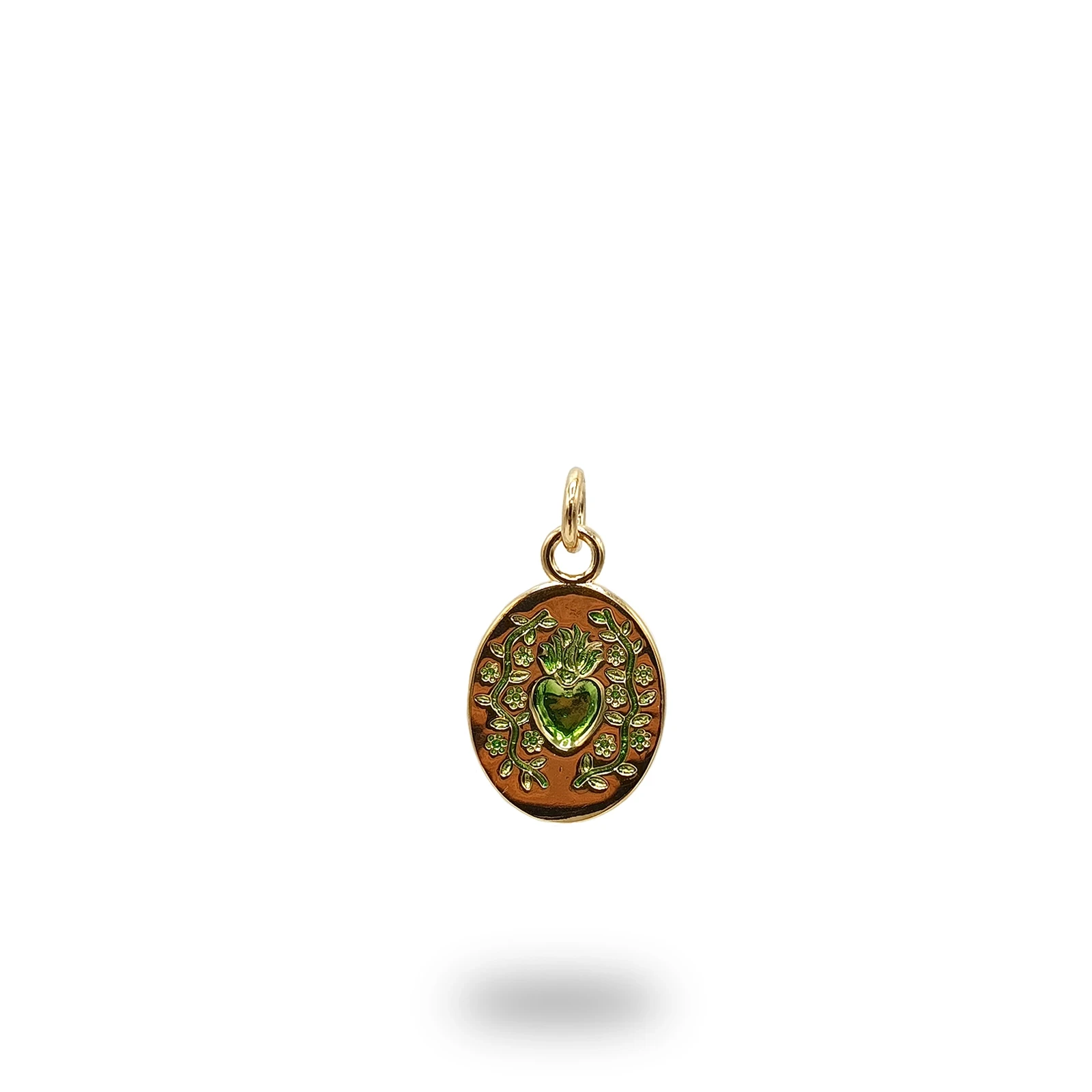 Medaglia Cuore Ex Voto Fiori in Argento 925 Oro e Smaltato – Gioiello Artigianale