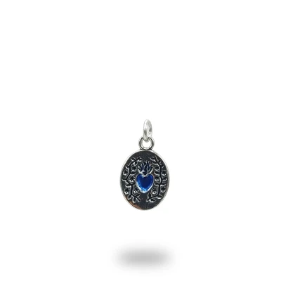 Medaglia Cuore Ex Voto Fiori Bronzo Brunito e Smaltato