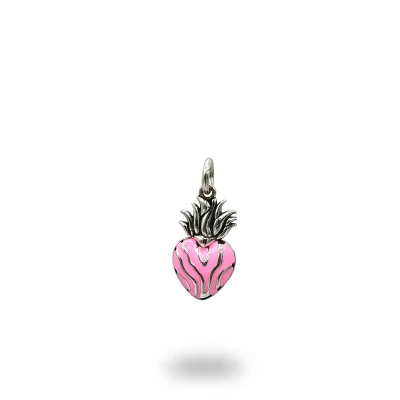 Cuore Ex Voto Texture Zebrata Brunito Argento 925