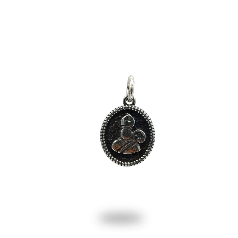 Ciondolo Cerchio Ovale Grande Con San Gennaro in Argento 800 Artigianale