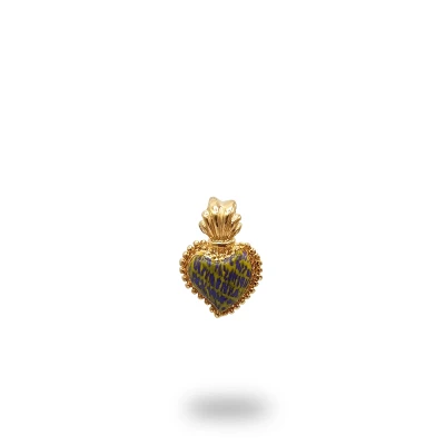 Ciondolo Cuore Ex Voto Bronzo Oro Con Smalto