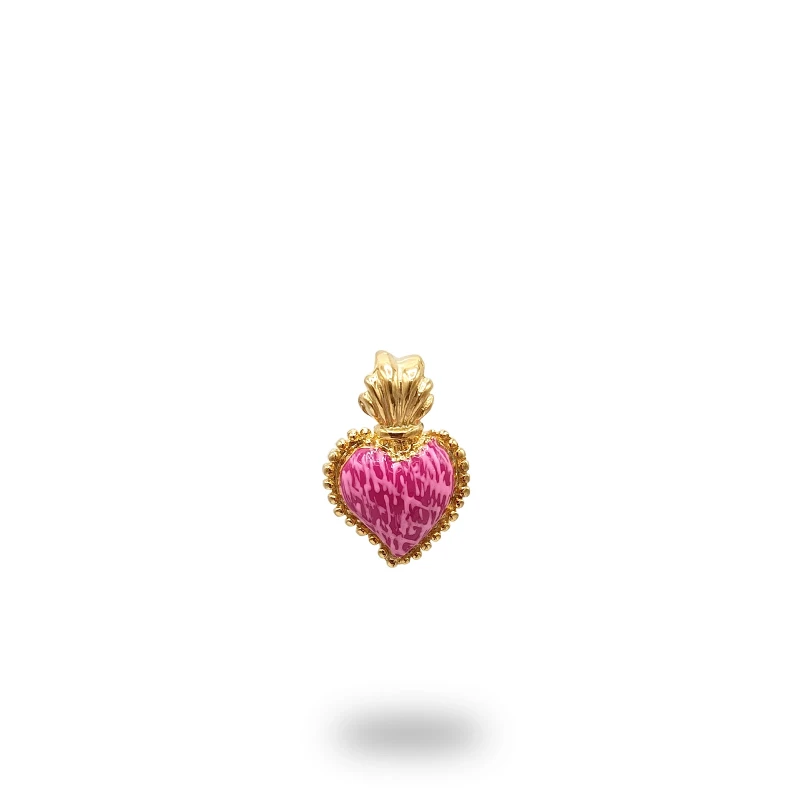 Ciondolo Cuore Ex Voto Bronzo Oro Con Smalto