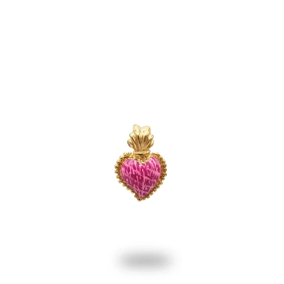 Ciondolo Cuore Ex Voto Bronzo Oro Con Smalto