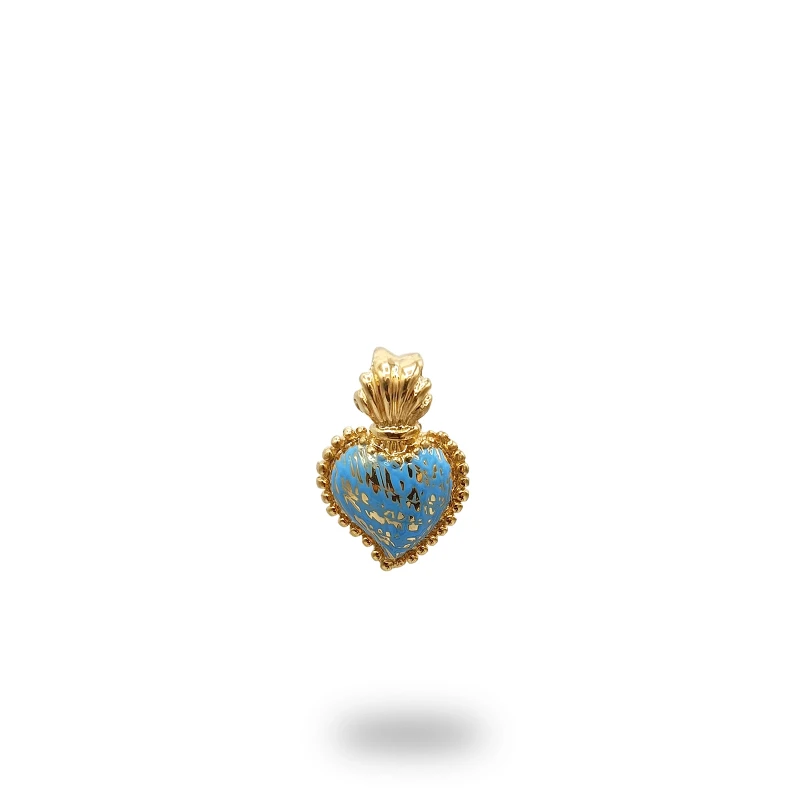 Ciondolo Cuore Ex Voto Bronzo Oro Con Smalto