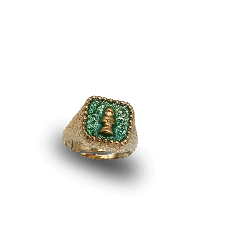 Anello Timbro Quadrato Monaco Con Smalto in Argento 925 regolabile gioiello artigianale