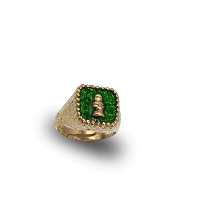 Anello Timbro Monaco Bronzo Smalto Regolabile