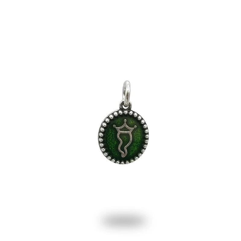 Ciondolo Cerchio Ovale Corno Scaramantico con Smalto in Argento 925 artigianale